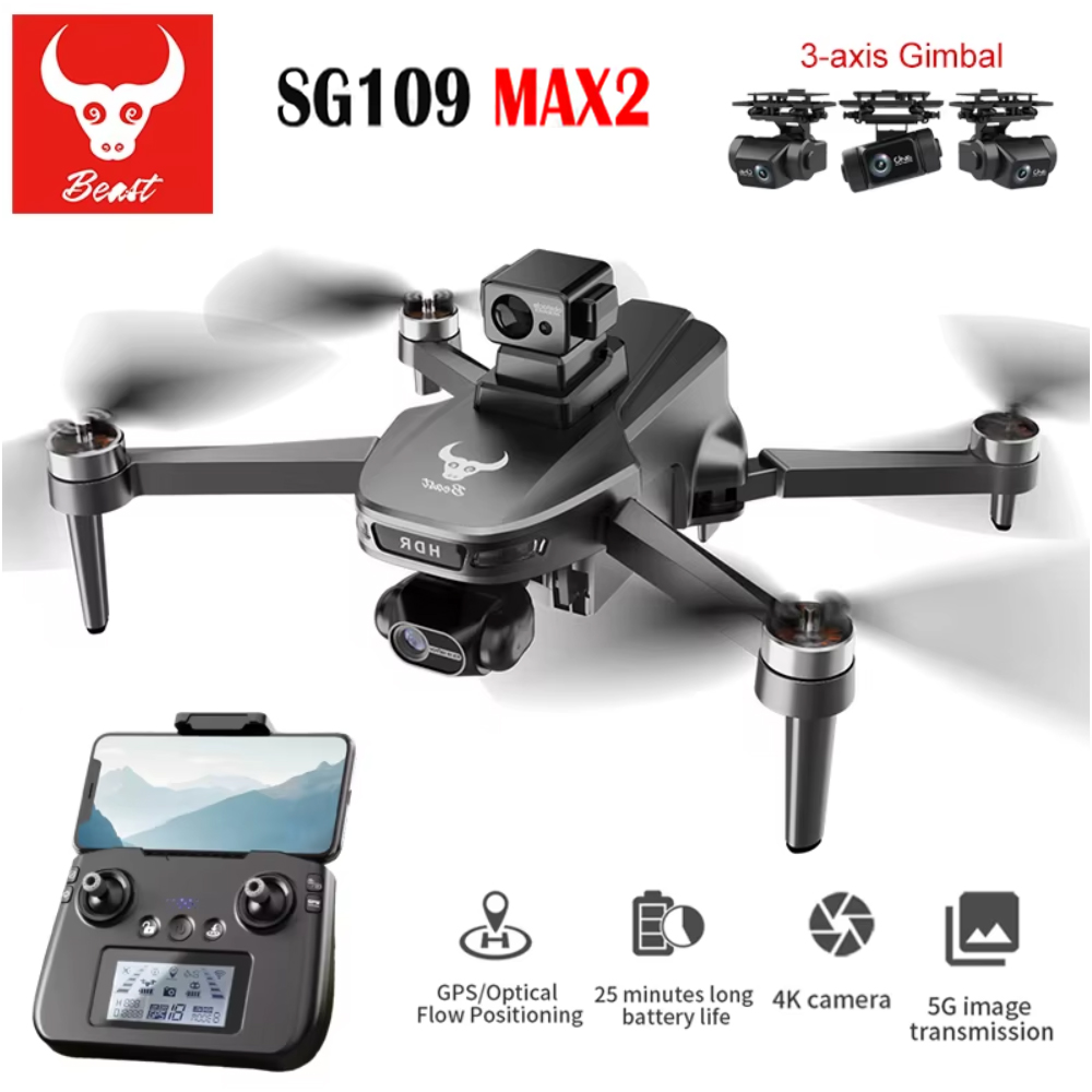 Fpv Brushless Rc Drone 4K - SG109 MAX2 Профессиональный дрон с камерой