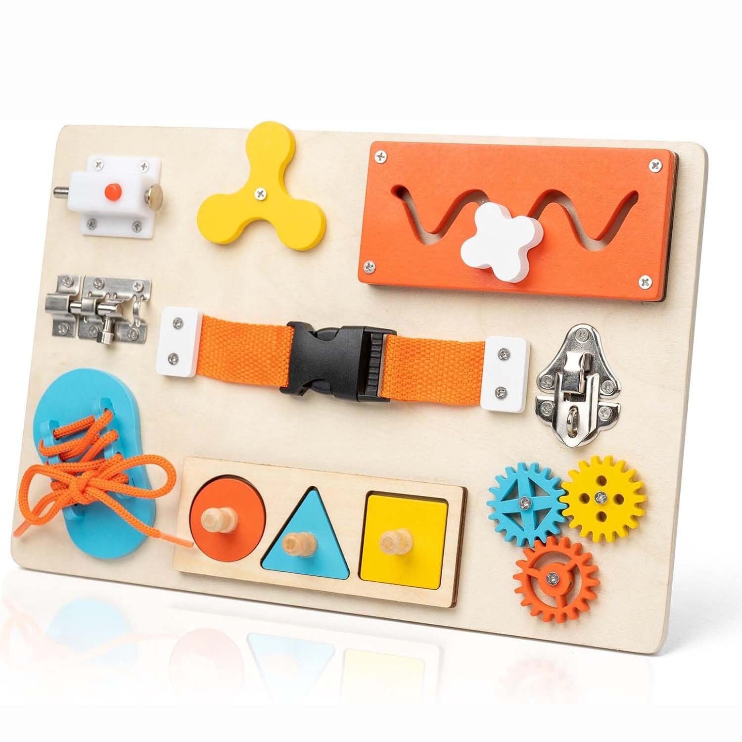 Montessori Wooden Busy Board Toddler - Доска Монтессори для малышей, деревянная сенсорная