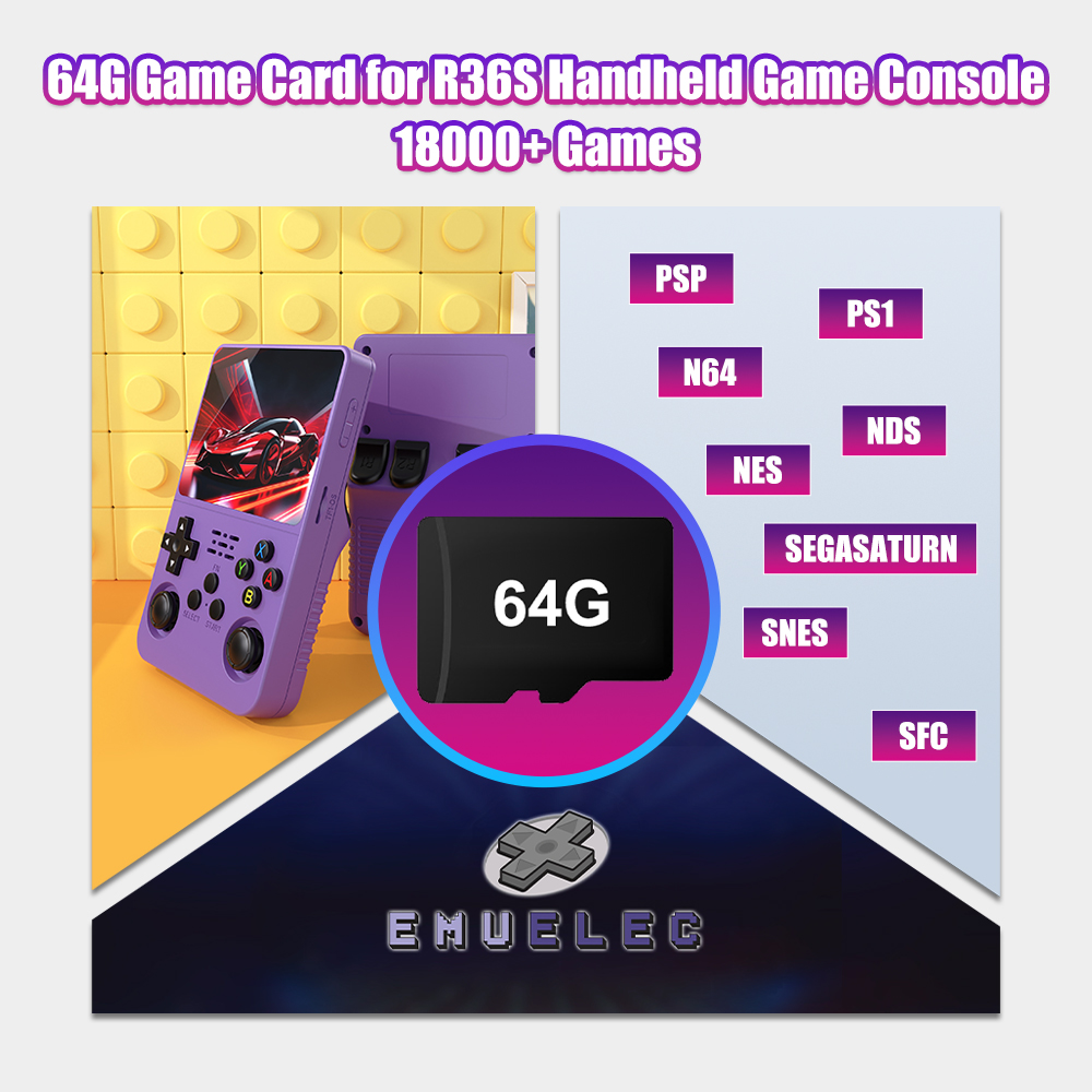 Retro Handheld Game Console R36S - 64G Игровая TF-карта для R36S Видео