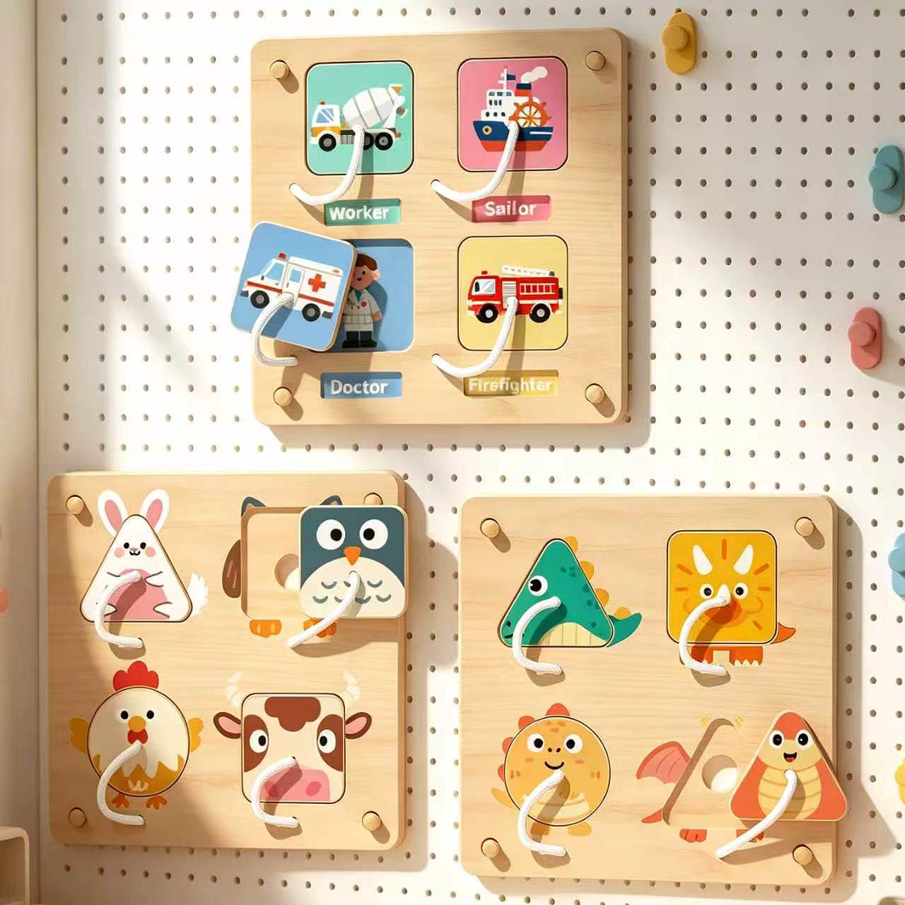 Montessori Wooden Busy Board Toddler - Деревянная развивающая доска Монтессори, аксессуары для
