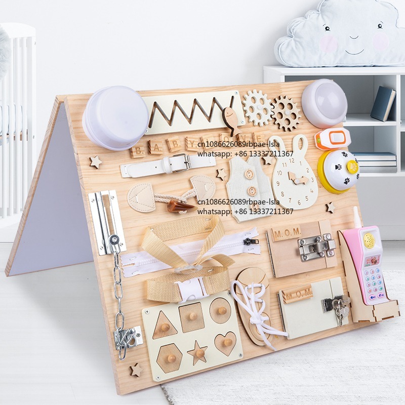 Montessori Wooden Busy Board Toddler - Деревянная сенсорная развивающая доска Монтессори для