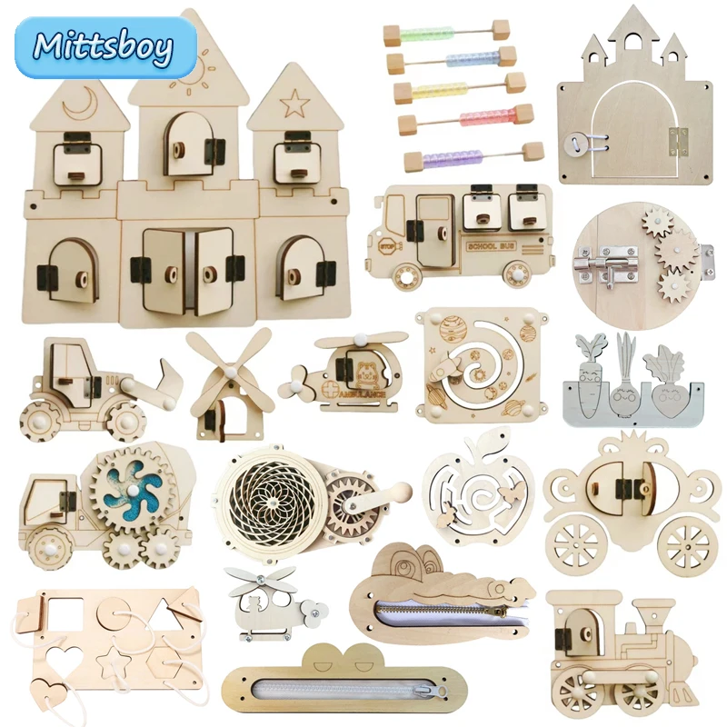 Montessori Wooden Busy Board Toddler - Доска Монтессори «сделай сам», деревянные аксессуары,