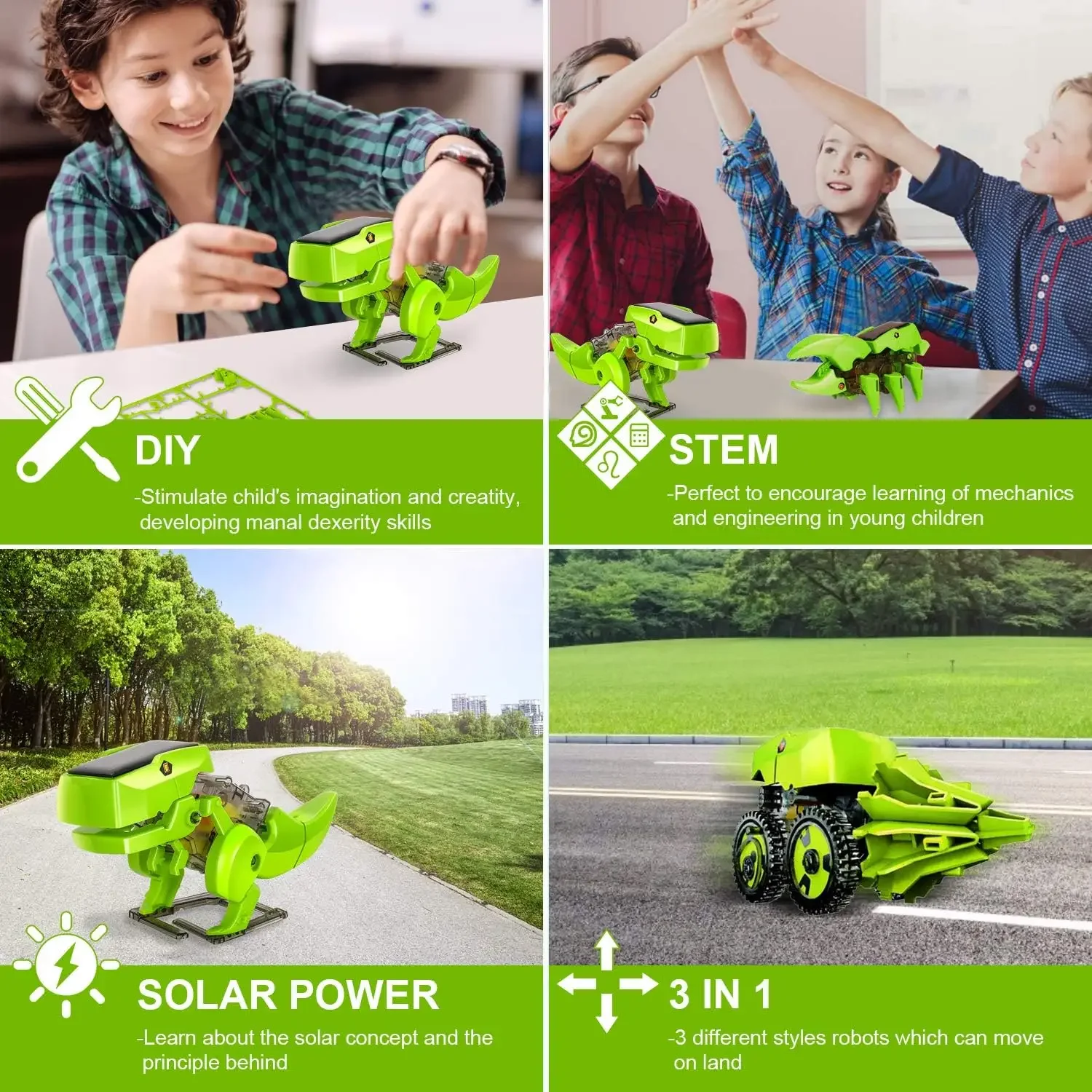 Сборная детская игрушка 3 в 1, – обзор и цена Stem Solar Robot Kit For Kids