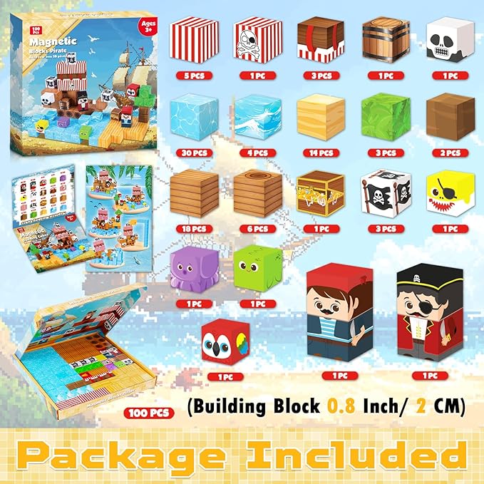 Магнитные блоки-100 шт. набор  – обзор и цена Magnetic Building Tiles Set 100Pcs