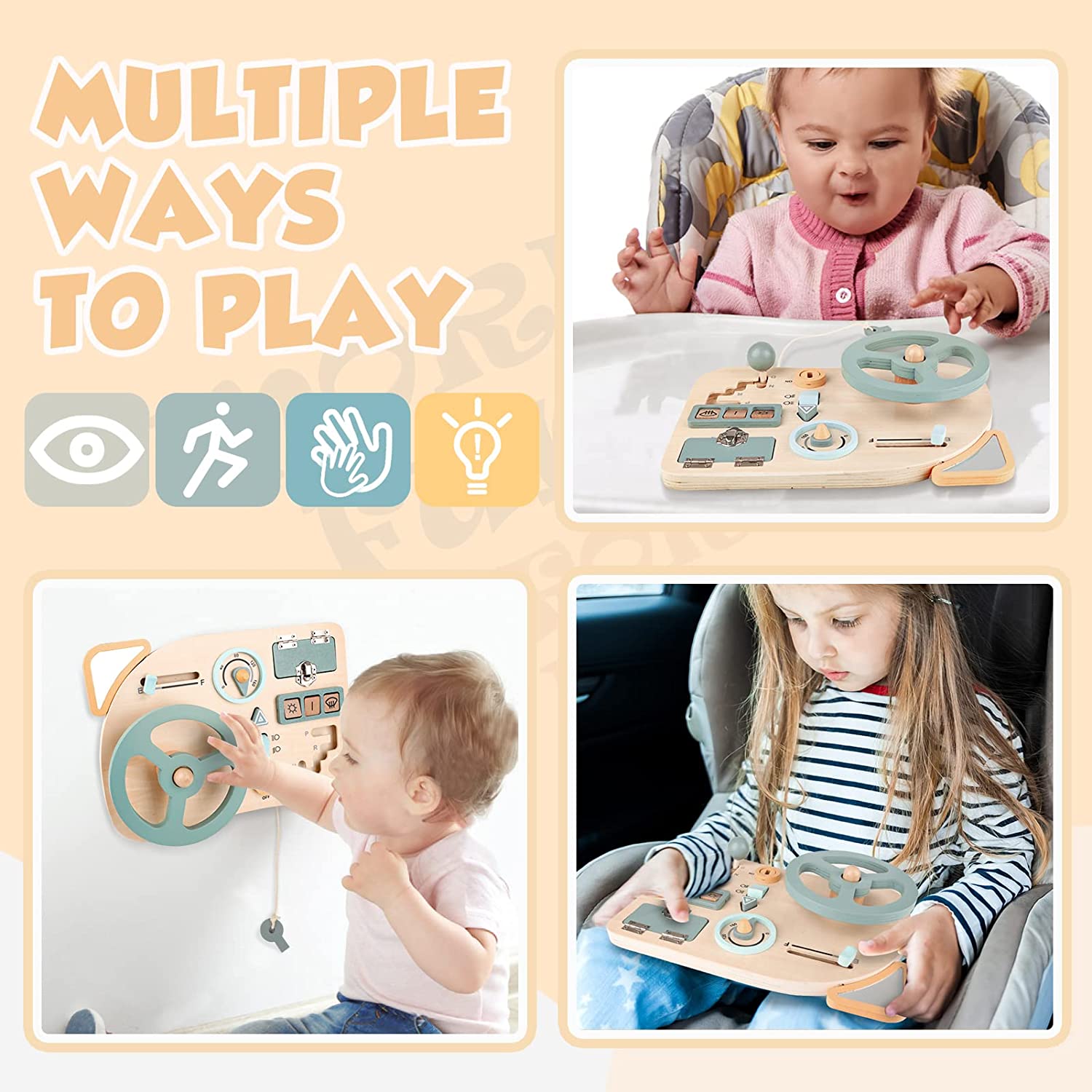 Игрушечный руль Монтессори, де – обзор и цена Montessori Wooden Busy Board Toddler